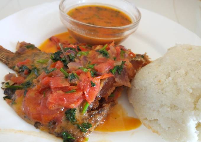 Wet fry fish with ugali