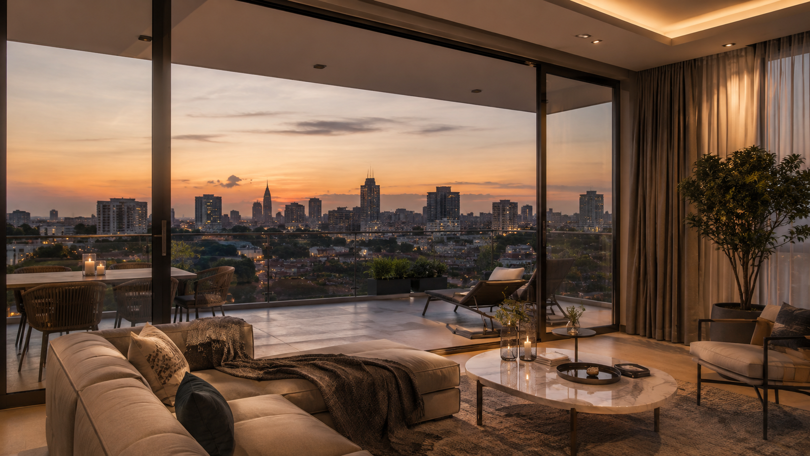 Premium Nairobi apartment overlooking the city at sunset