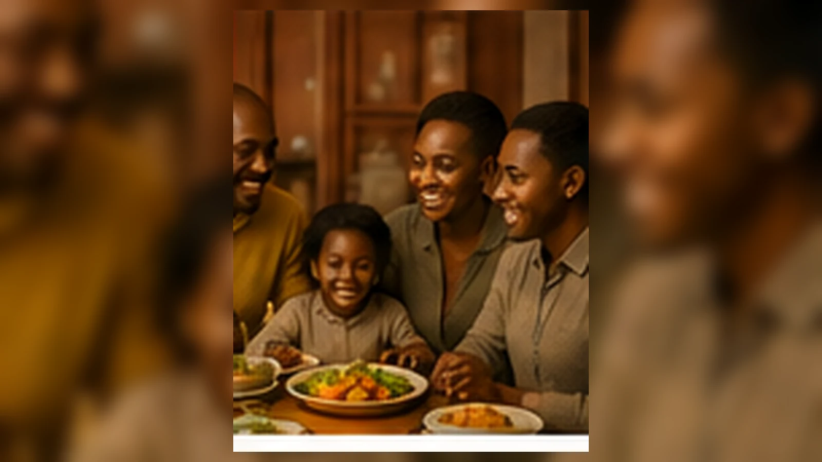 Family sharing a warm meal together as part of a diaspora tradition