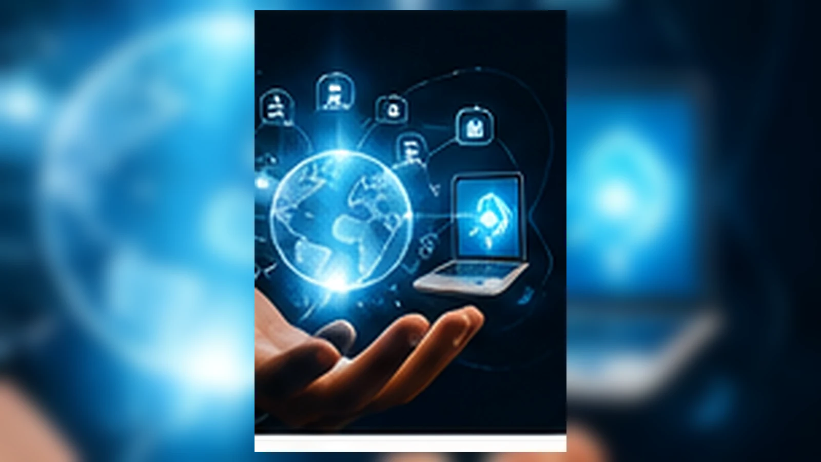 Entrepreneur working with digital tools and global connections in a modern office