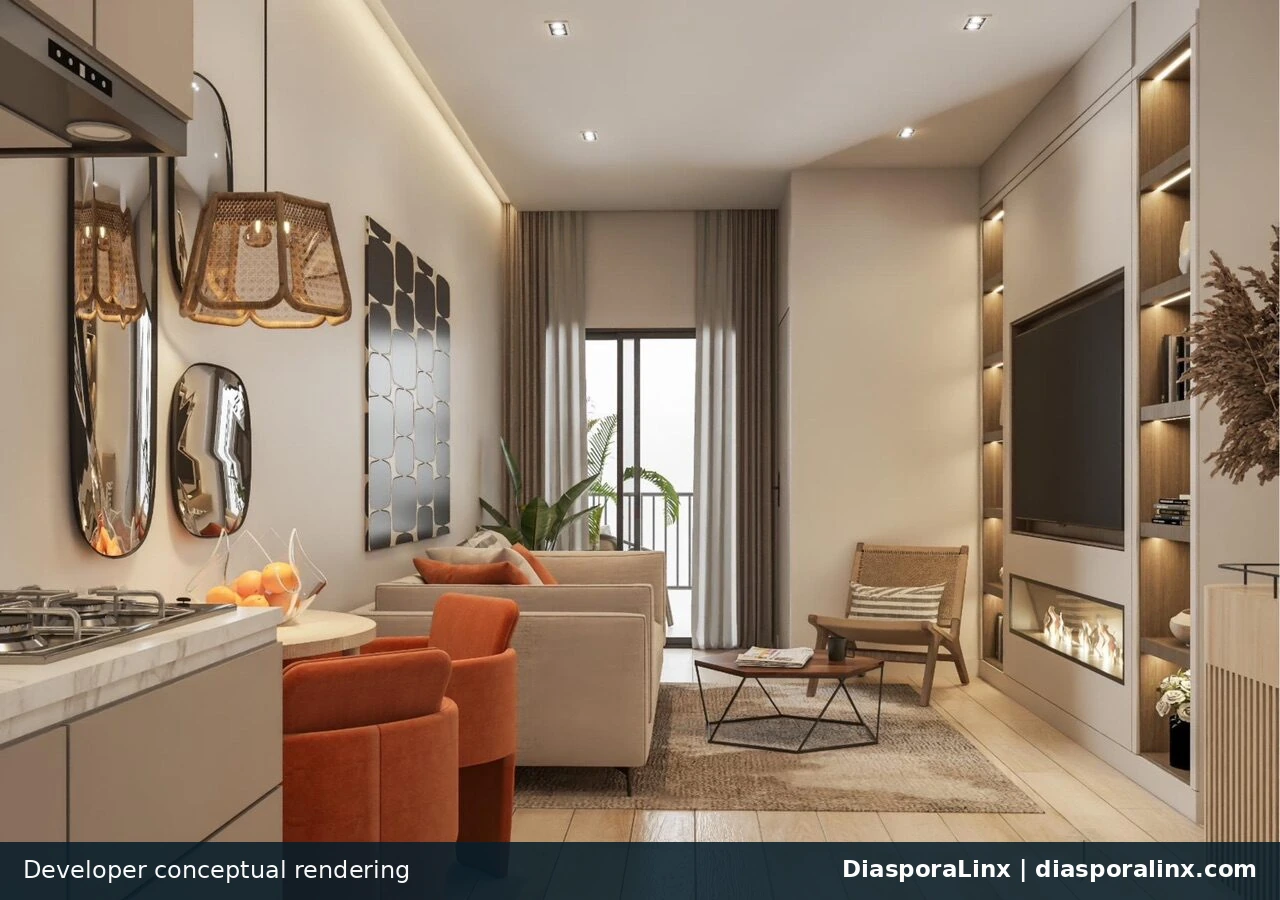 Open-plan interior developer conceptual rendering