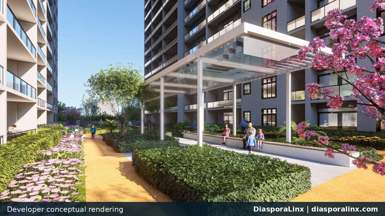 Landscaped arrival developer conceptual rendering