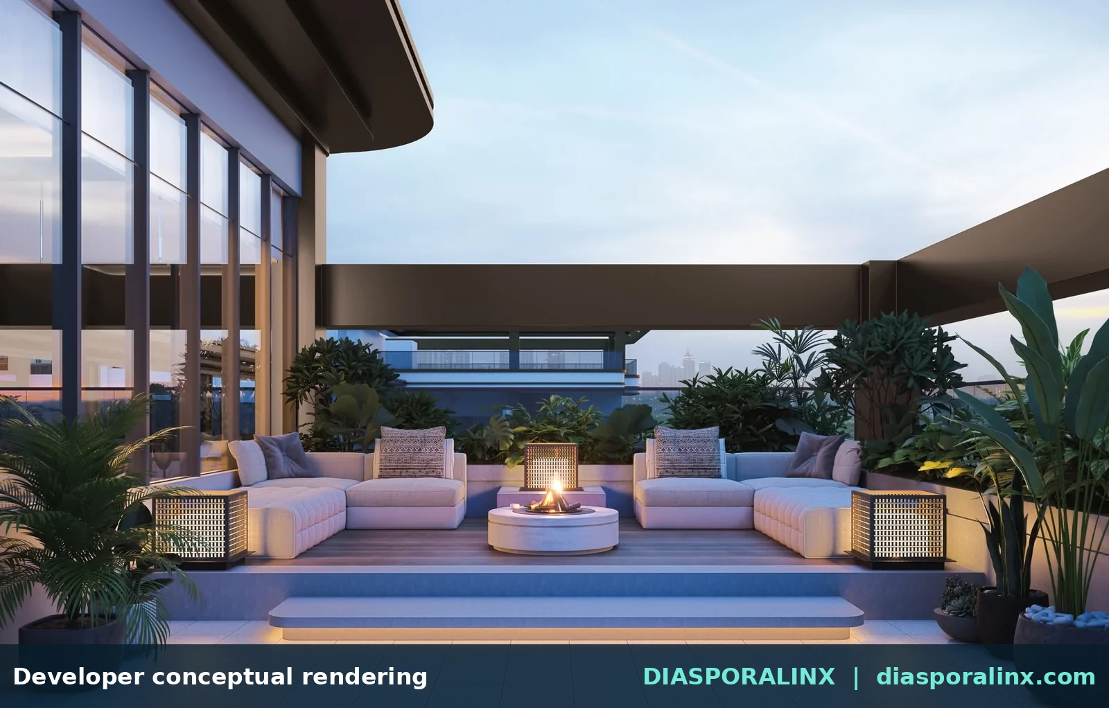 Outdoor lounge — developer conceptual rendering