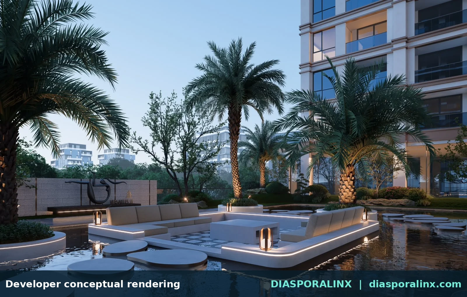 Courtyard lounge — developer conceptual rendering