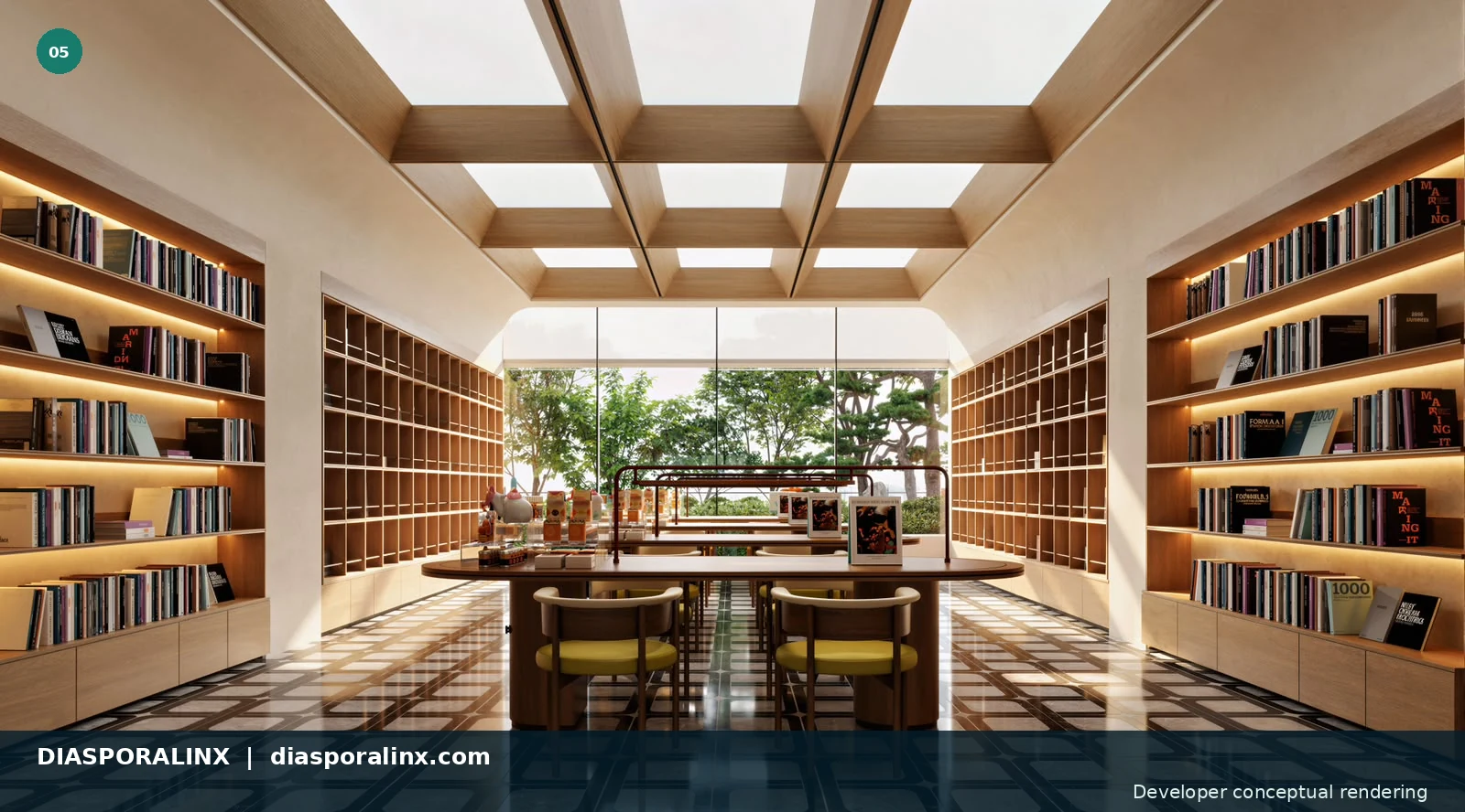 Library / reading room — developer conceptual rendering