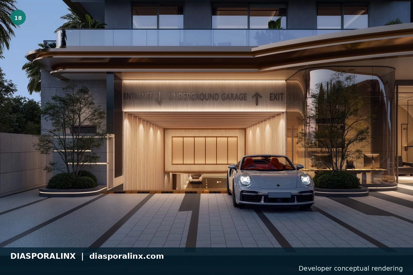 Main vehicle entrance — developer conceptual rendering