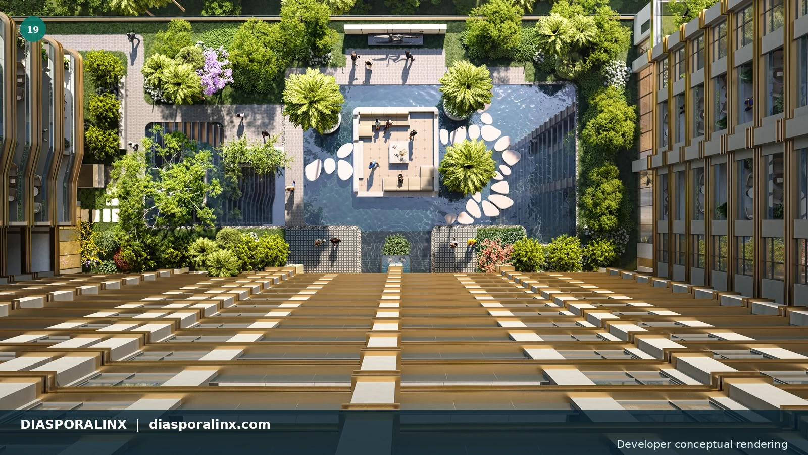 Central landscape court — developer conceptual rendering