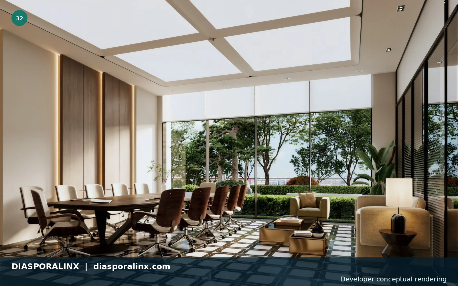 Resident dining / meeting room — developer conceptual rendering